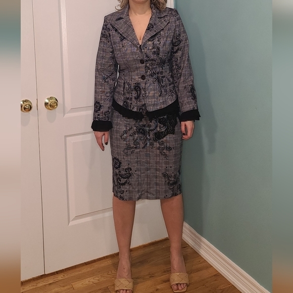 Floral midi skirt Coord set: Peplum blazer + pencil skirt - Picture 2 of 16